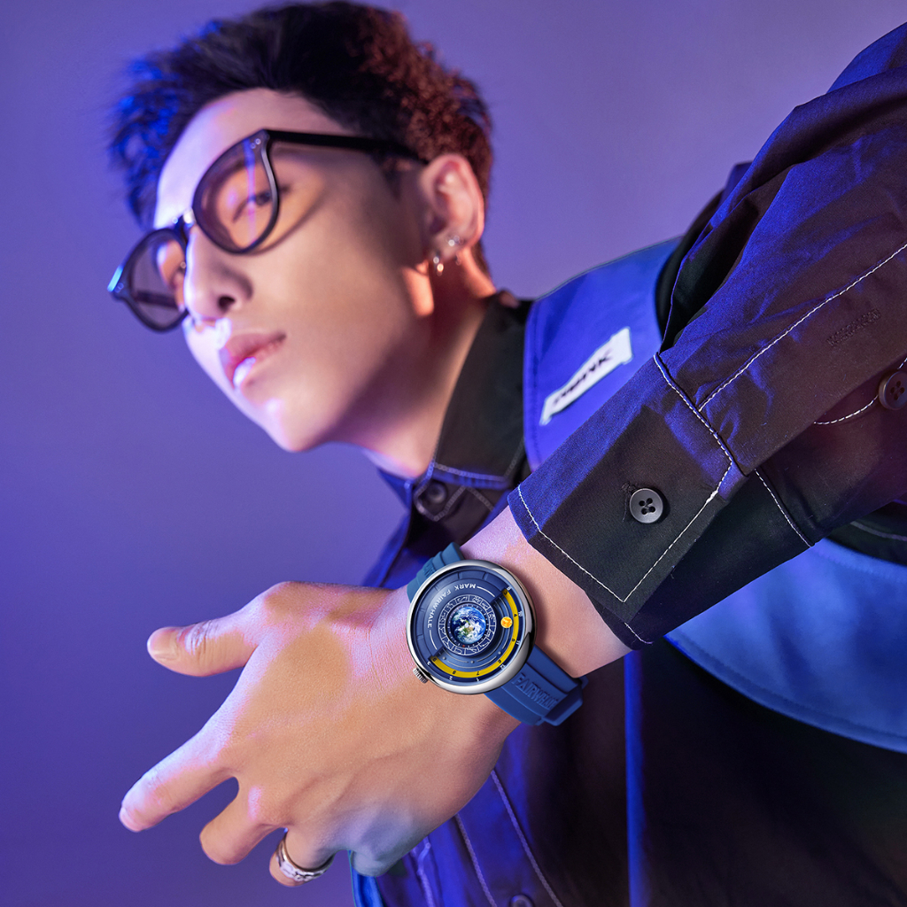 Đồng Hồ Nam Nữ Chính Hãng Mark Fairwhale FW010 Mặt Hình Vũ Trụ Máy Pin Size 43.5mm Chống Nước 30m Dây Đeo Silicone