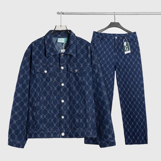 Bộ quần áo denim The Bad God Áo khoác Jacket Monogram Denim và Quần ông suông Pallas
