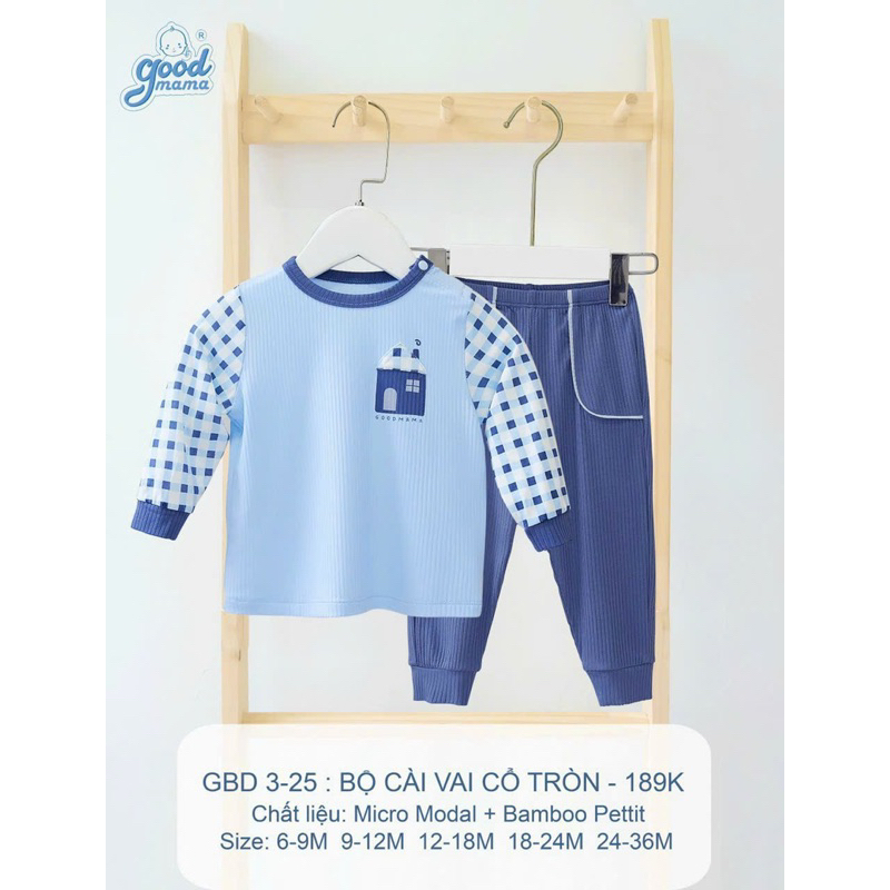 Bộ dài tay Goodmama vải bamboo peptit mềm nhẹ