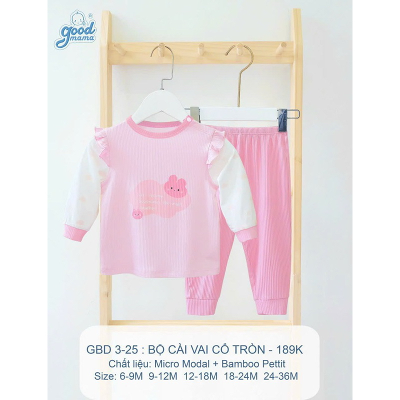 Bộ dài tay Goodmama vải bamboo peptit mềm nhẹ