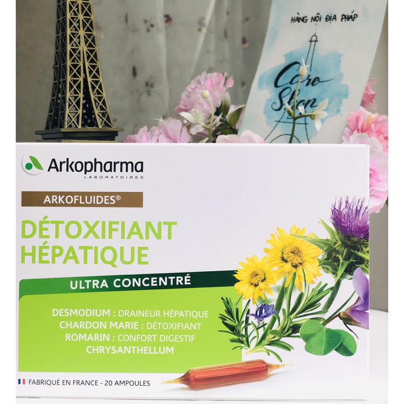 Detox Thải độc gan DETOXIFIANT HEPATIQUE ULTRA CONCENTRE của Arkopharma 20 ống của Pháp