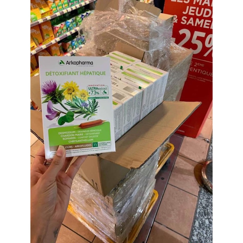 Detox Thải độc gan DETOXIFIANT HEPATIQUE ULTRA CONCENTRE của Arkopharma 20 ống của Pháp