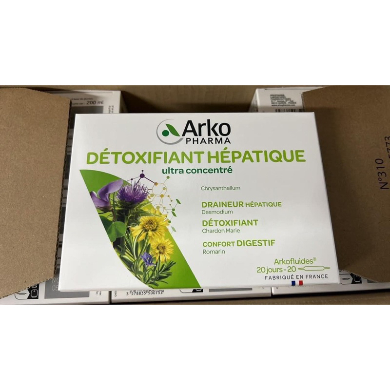 Detox Thải độc gan DETOXIFIANT HEPATIQUE ULTRA CONCENTRE của Arkopharma 20 ống của Pháp