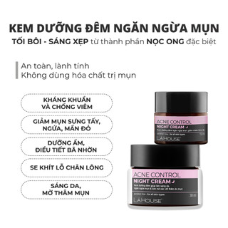 Kem dưỡng đêm dành cho da mụn,giảm thâm sẹo,sáng da Lá House Acne Control Night Cream 10ml/30ml
