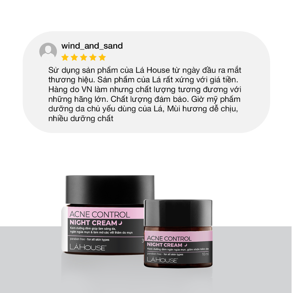 Kem dưỡng đêm dành cho da mụn,giảm thâm sẹo,sáng da Lá House Acne Control Night Cream 10ml/30ml