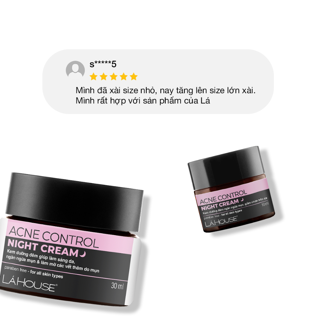 Kem dưỡng đêm dành cho da mụn,giảm thâm sẹo,sáng da Lá House Acne Control Night Cream 10ml/30ml
