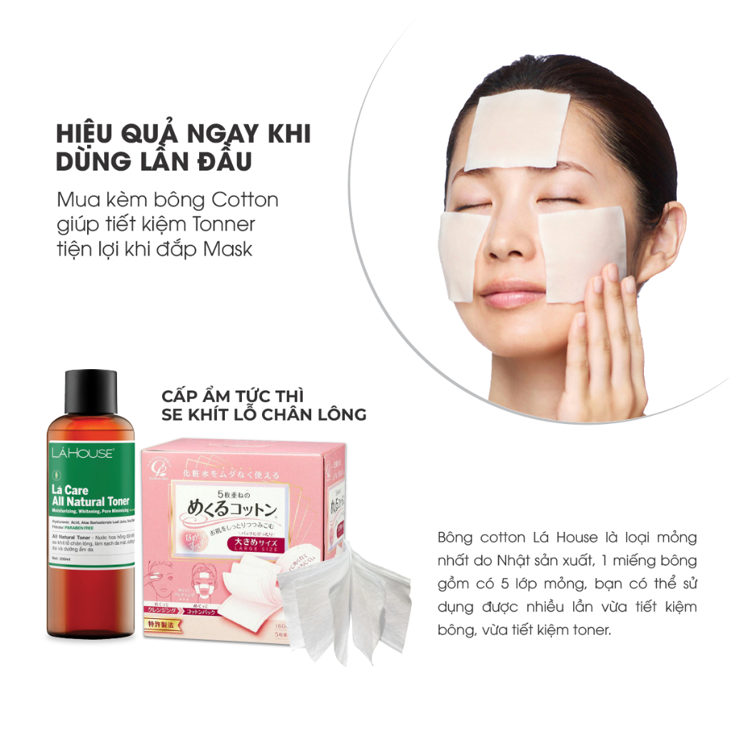 Nước hoa hồng ,giúp giảm nhờn trên da Lá House Lá Care All Natural Toner 200ml/100ml