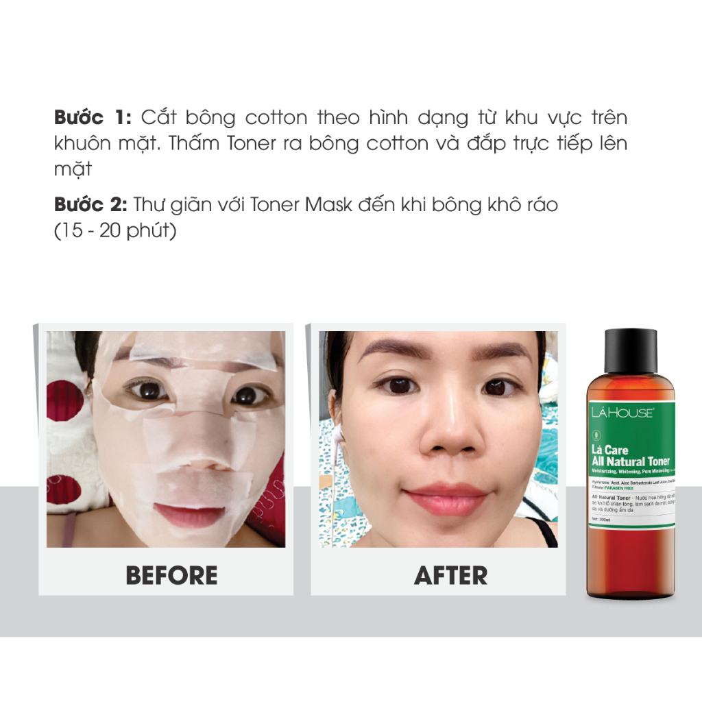 Nước hoa hồng ,giúp giảm nhờn trên da Lá House Lá Care All Natural Toner 200ml/100ml