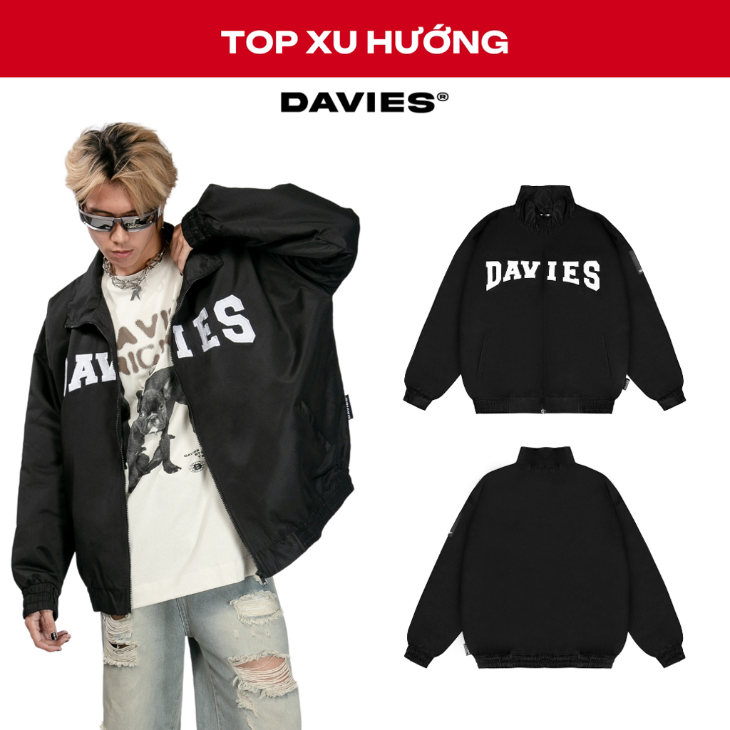 Áo khoác dù local brand nam nữ form rộng màu đen hai lớp chần bông Label Cotton Padded Jacket DAVIES| D23-AK4