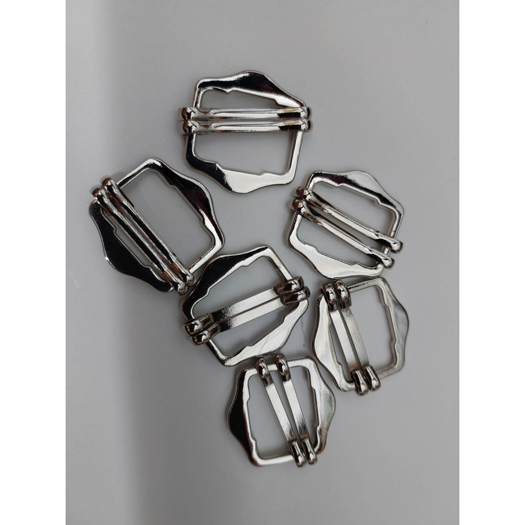 5 Cái Khoen tăng giảm thời trang mới bằng kim loại Màu bạc cho áo nam gile, áo vest YH-001 20mm