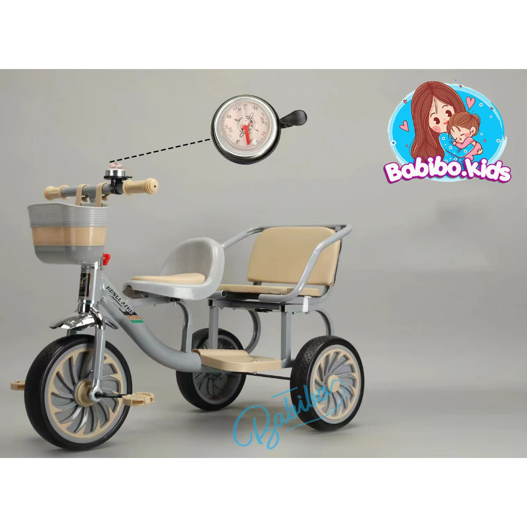 Xe đạp xích lô, xe đạp 3 bánh 2 chỗ ngồi cho bé - Babibokids