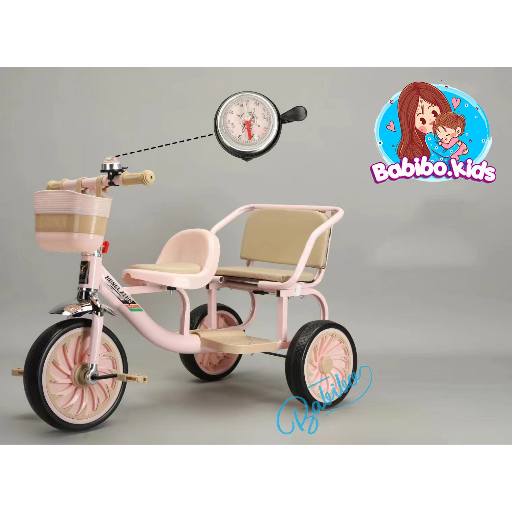 Xe đạp xích lô, xe đạp 3 bánh 2 chỗ ngồi cho bé - Babibokids