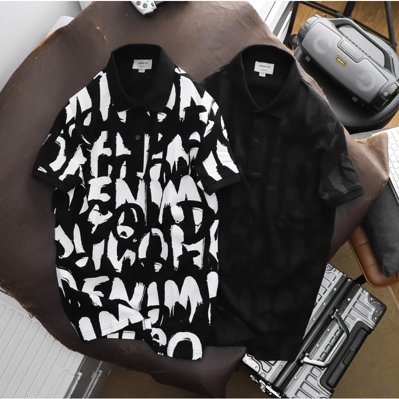 Áo thun nam Polo ICONDENIM Logo Brush Pattern chất Cotton mềm mại bền màu năng động - PLID0085