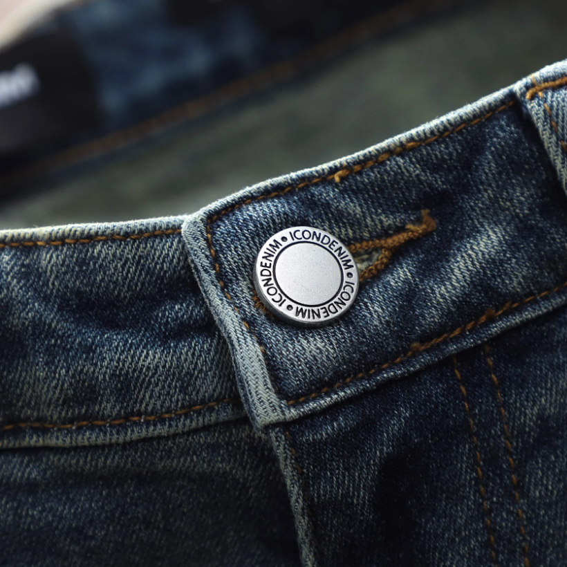 Quần jean nam ICONDENIM Mid Blue Wash Distressed chất dày dặn phần lưng lót Cotton mềm mại thoải mát - QJID0099