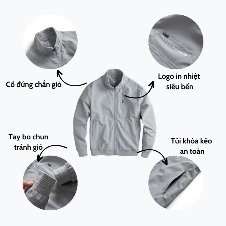 Áo Khoác Bomber Nam GNH Active Vải Gió Chống Bám Bụi Thiết Kế Basic Trẻ Trung Lịch Lãm | GNH ABB23033