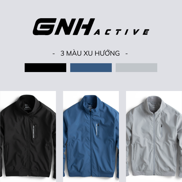 Áo Khoác Bomber Nam GNH Active Vải Gió Chống Bám Bụi Thiết Kế Basic Trẻ Trung Lịch Lãm | GNH ABB23033