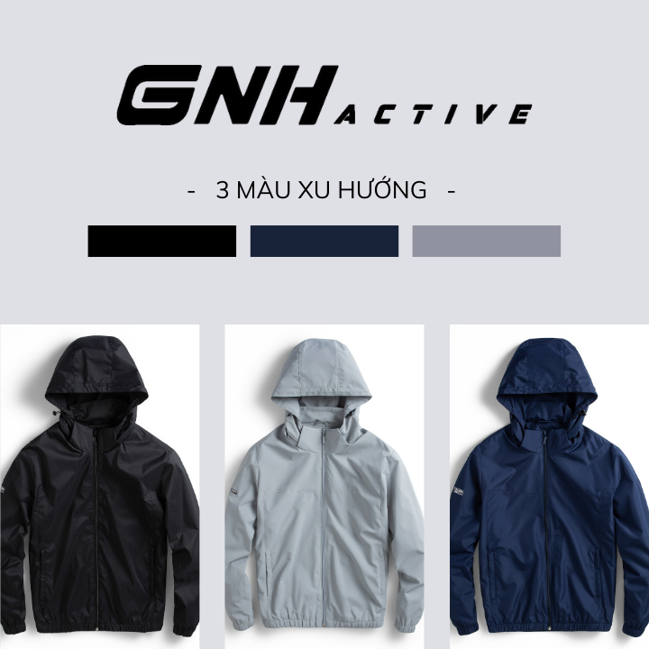 Áo Gió Nam GNH Active Cao Cấp Chống Nắng Chống Nước Cản Gió Giữ Ấm Tốt Có Mũ Tháo Rời | GNH AKG23034