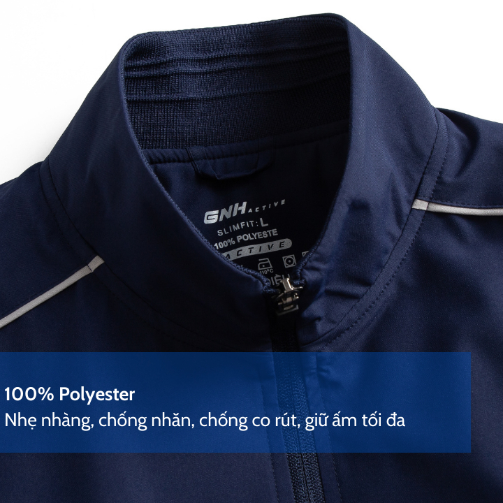 Áo khoác nam bomber siêu cản gió GNH Active Áo Khoác Dù 2 lớp lót lông cừu siêu ấm | GNH ABL23036