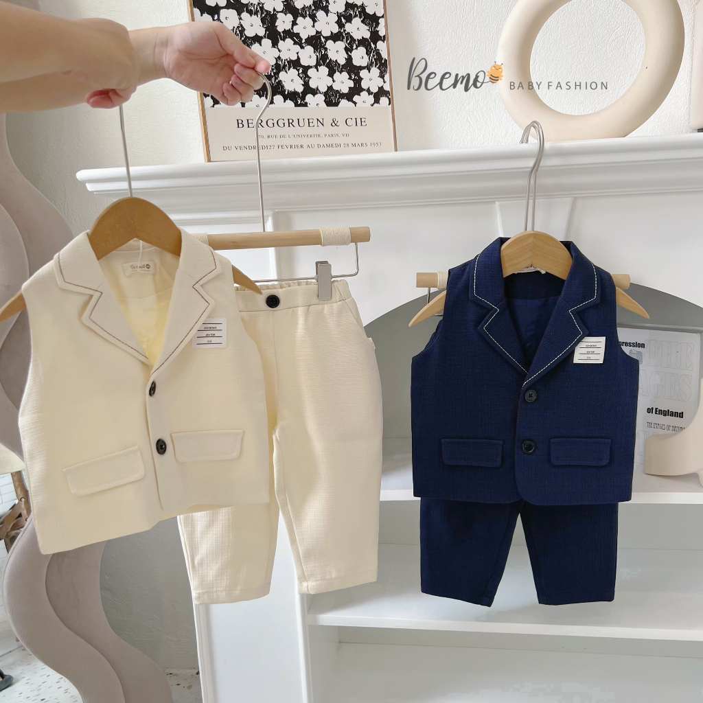 Set vest gile công tử cho bé trai, bộ gile vest phong cách Hàn Quốc Beemo