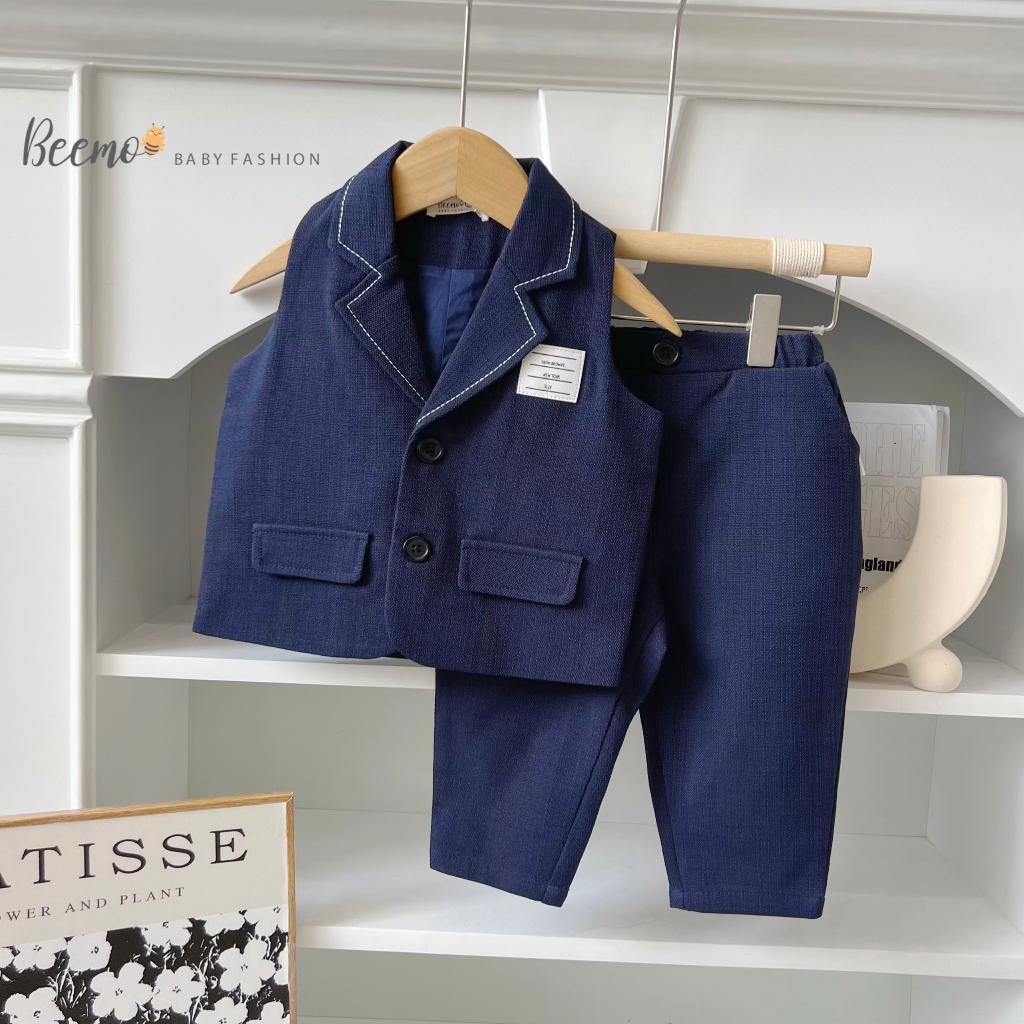 Set vest gile công tử cho bé trai, bộ gile vest phong cách Hàn Quốc Beemo