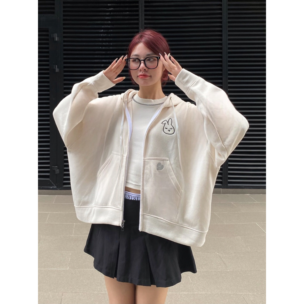 Áo khoác hoodie form BOXY phong cách streetwear. Hai dây kéo