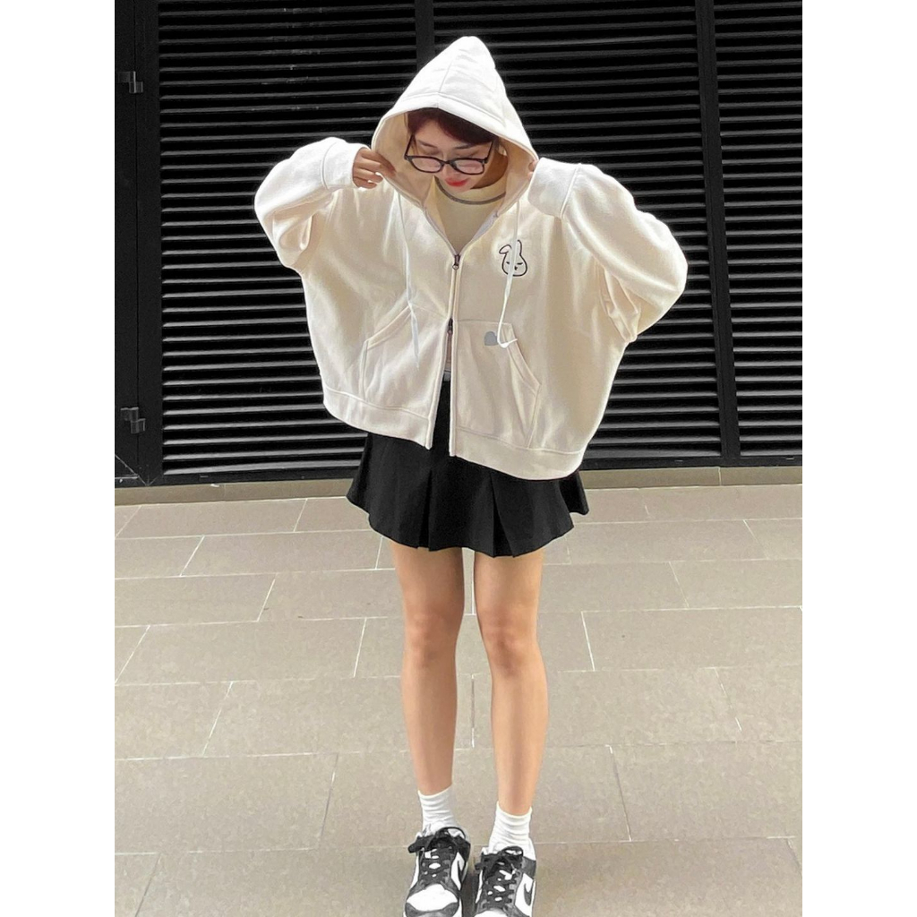 Áo khoác hoodie form BOXY phong cách streetwear. Hai dây kéo