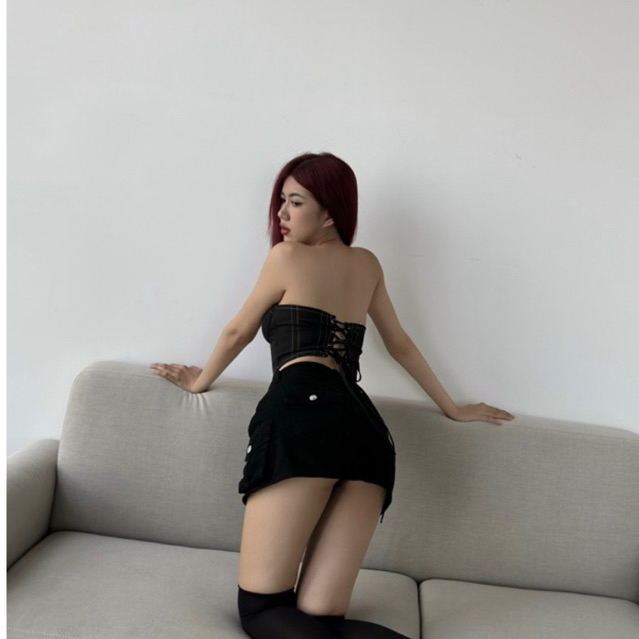 Áo Corset jeans vintage