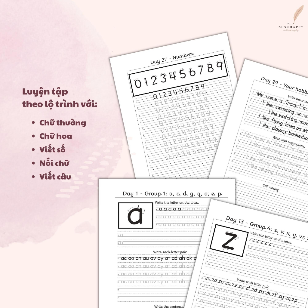 Workbook Luyện Viết Chữ  Comic Handwriting Dễ Viết, Có Lộ Trình Hàng Ngày