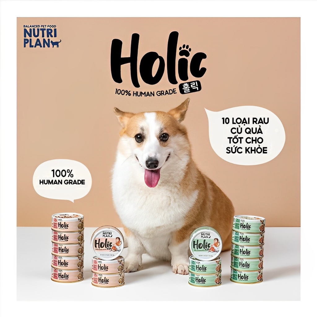85gr - Pate Holic cho Chó nhập khẩu Hàn Quốc từ Thịt Gà Cá & Rau củ tự nhiên tăng cường chất xơ Dongwon Nutri Plan Holic