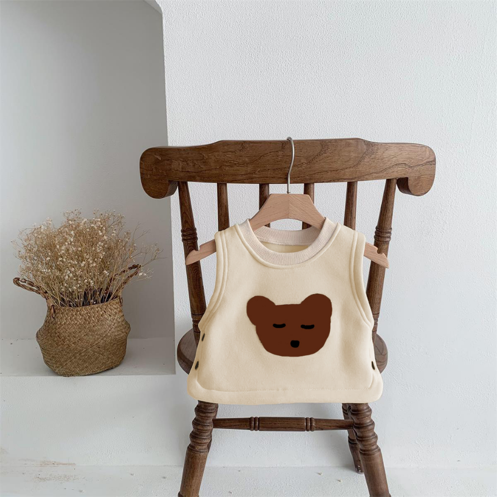 TE409- Áo gile nỉ bông cho bé trai bé gái Hokiha Kid dày dặn in hình dễ thương size 8-16kg