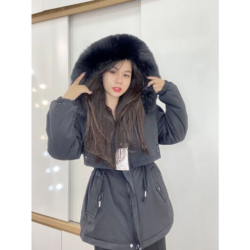 Áo parka kaki ướt