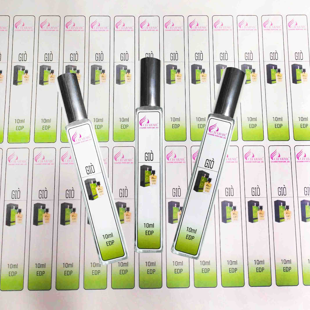 Nhãn tem chai chiết nước hoa Charme_Men 32 tem, cán bóng không phai màu