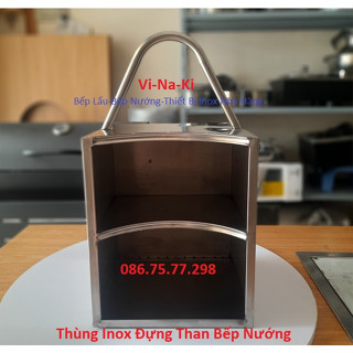 Hộp đựng xô than, giỏ để bát than bếp nướng than hoa bbq Hàn Quốc tại bàn, thùng inox đựng than bếp nướng