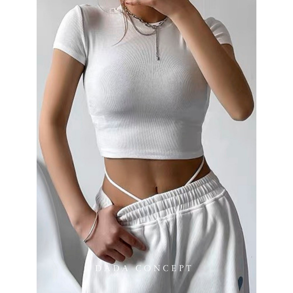 Dada Concept- Áo Croptop tron cổ tròn Phong Cách