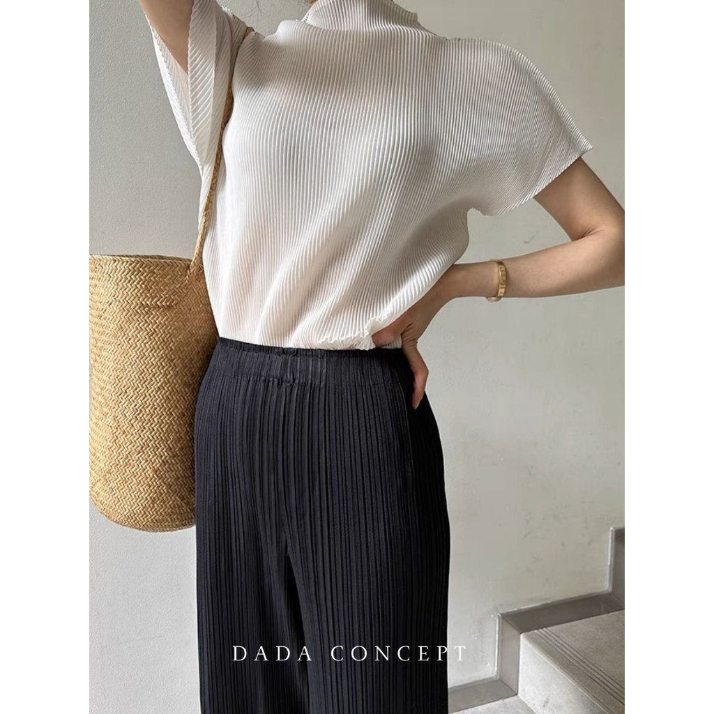 Dada Concept- Áo xốp gân ngắn tay nữ cổ cao công sở- Áo kiểu nữ cổ cao công sở xốp gân mặc trong áo vest
