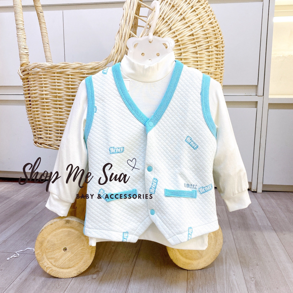 HRNEE Áo gile cài thẳng trần bông cho bé 6-24 tháng