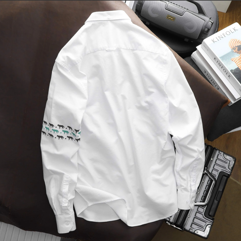 Áo sơ mi nam tay dài ICONDENIM Wolf Pattern chất Oxford chuẩn form cao cấp thanh lịch - SMID0106
