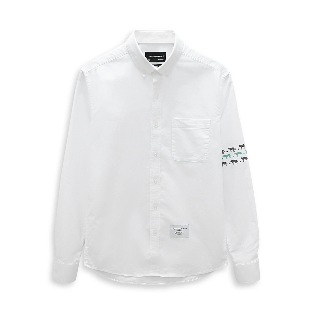 Áo sơ mi nam tay dài ICONDENIM Wolf Pattern chất Oxford chuẩn form cao cấp thanh lịch - SMID0106
