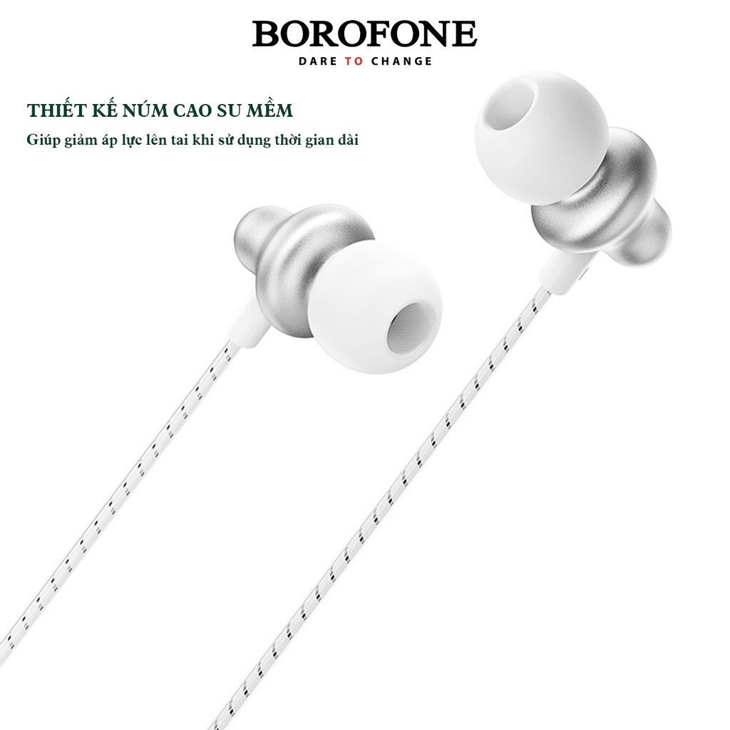 Bộ giấy vệ sinh tai nghe nhét tai có dây BM42,dây tại nghe dài 1m2 chống đứt rối nghe nhạc hay