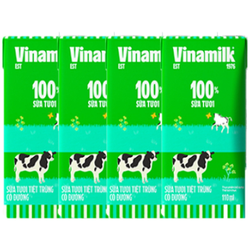 Thùng 48 hộp sữa tươi tiệt trùng Vinamilk 100% có đường 110ml