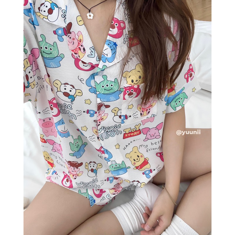 CARTOON PYJAMA - Set Đồ Ngủ Nữ Pyjama Mặc Nhà Hoạ Tiết Hoạt Hình Phong Cách Cute