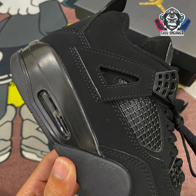 Giày sneaker nam nữ Jordan 4 Black Cat phiên bản 11 giày tăng chiều cao JD4 đen full bản đẹp