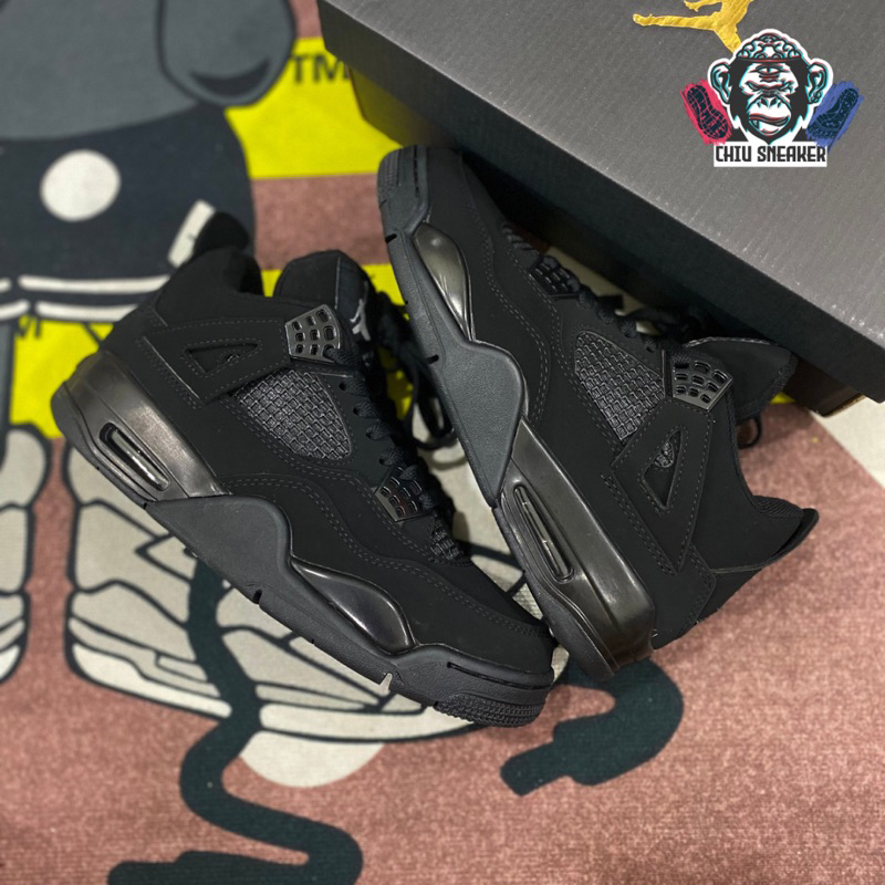 Giày sneaker nam nữ Jordan 4 Black Cat phiên bản 11 giày tăng chiều cao JD4 đen full bản đẹp