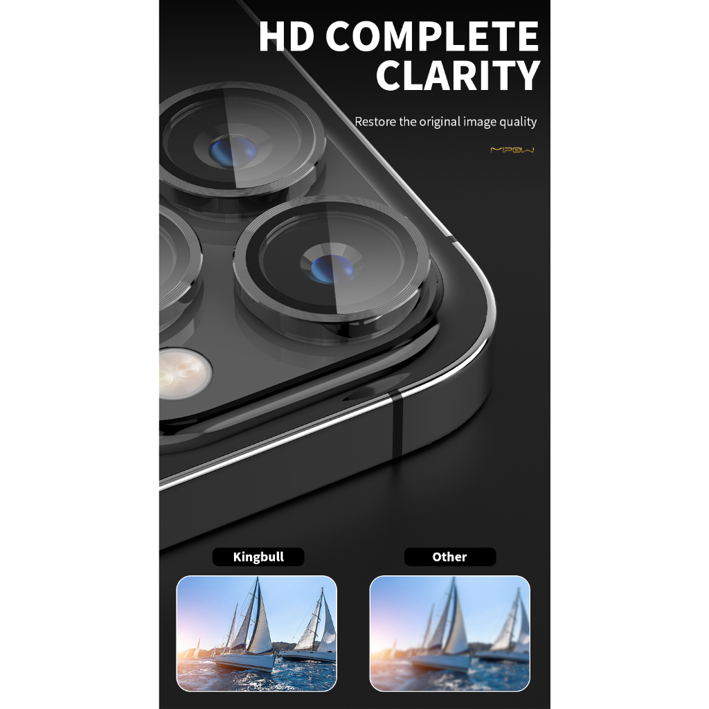 Cường lực dán bảo vệ camera MIPOW TitanShield cho iPhone 15 Pro / 15 Pro Max - Hàng Chính Hãng