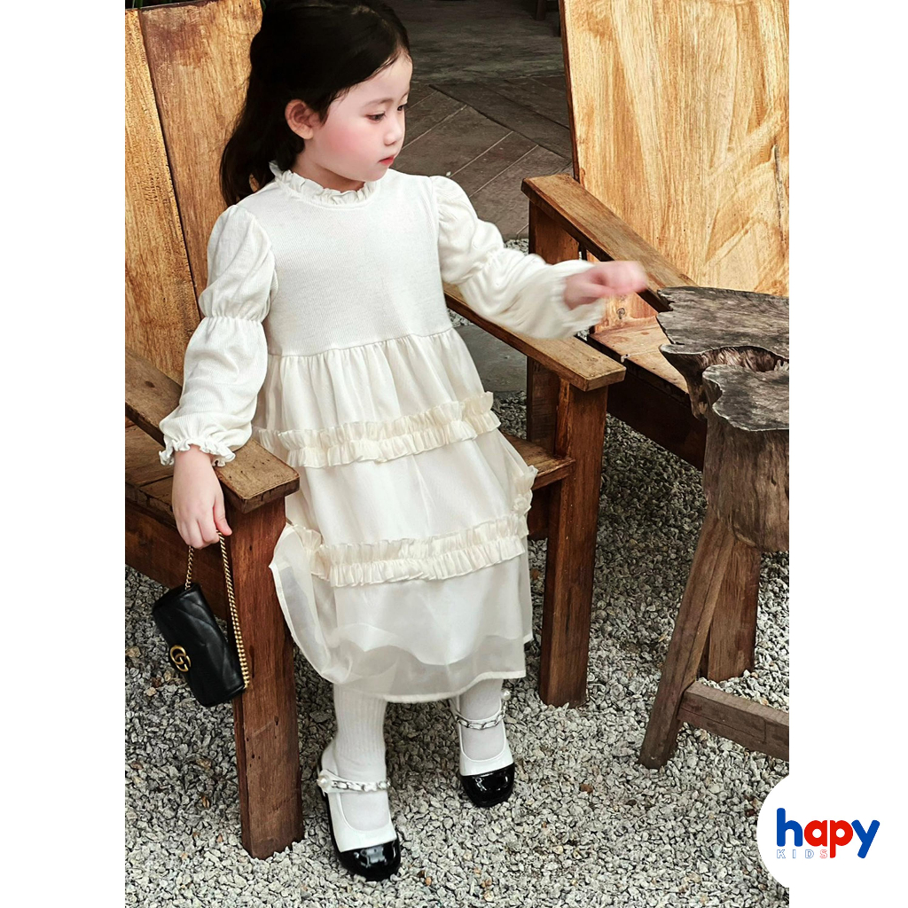 Váy bé gái thu đông mẫu thiết kế 2023, váy công chúa cho bé gái từ 9 tháng đến 6 tuổi thương hiệu Hapykids V23.08