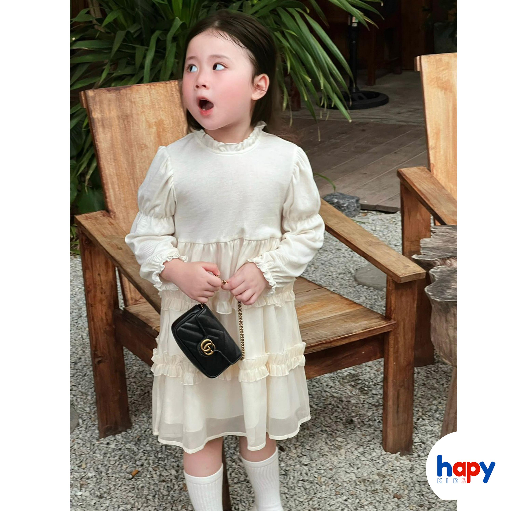 Váy bé gái thu đông mẫu thiết kế 2023, váy công chúa cho bé gái từ 9 tháng đến 6 tuổi thương hiệu Hapykids V23.08