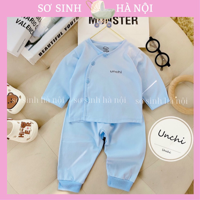 Bộ unchi cotton cài khuy lệch quần đáp đũng cho bé chất đẹp