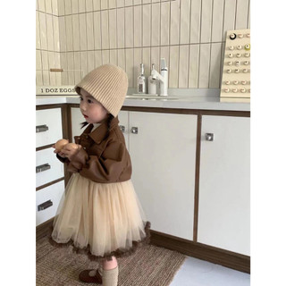 Set váy nhỡ áo khoác da kèm váy bồng cá tính cho bé gái 14-28kg - Tiny Bébe