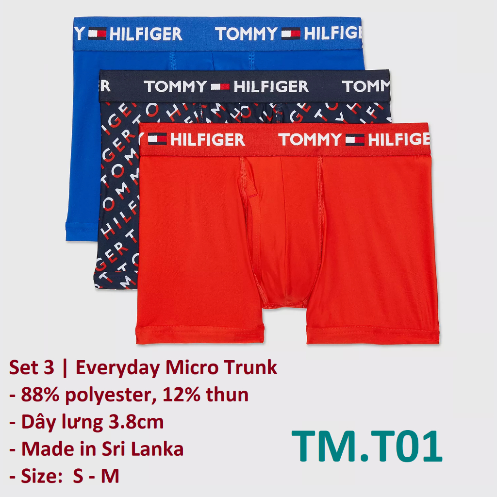 Chính hãng Mỹ - S, M TM.T01 Quần lót nam Tommy Hilfiger thun lạnh Everyday Micro Trunks / Boxer