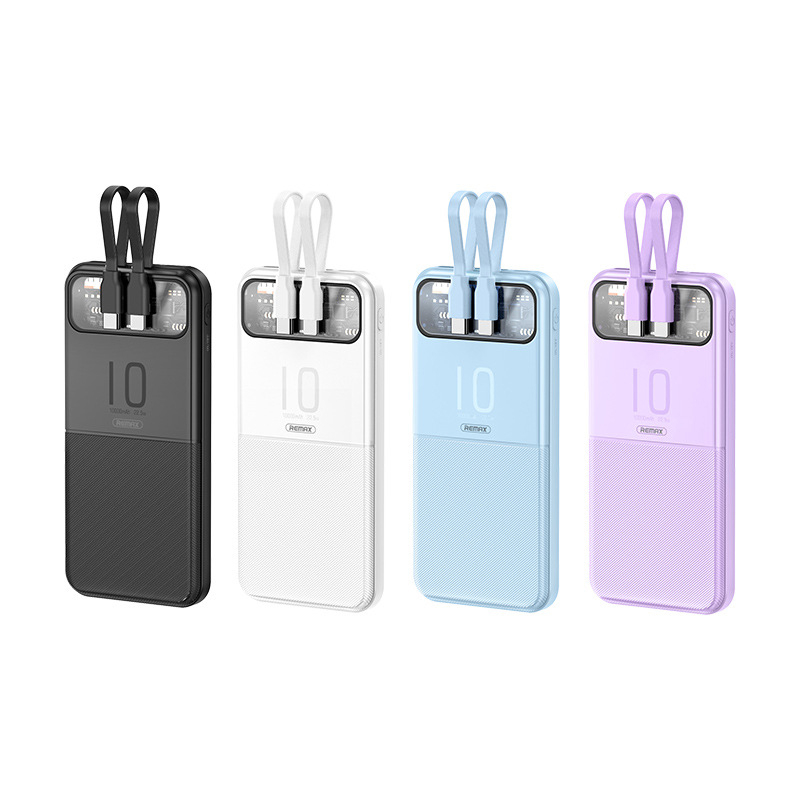 Pin dự phòng sạc nhanh Remax RPP-619 STERVUI 10000mAh tích hợp 2 cáp - hỗ trợ QC 22.5W và PD 20W